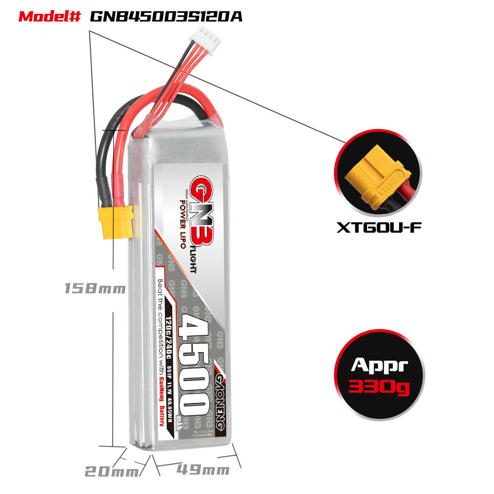 GAONENG GNB 3S 11.1V 4500mAh 120C LiPo Battery XT60