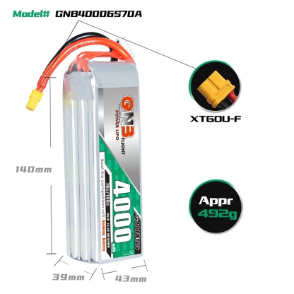 GAONENG GNB 6S 22.2V 4000mAh 70C LiPo Battery XT60