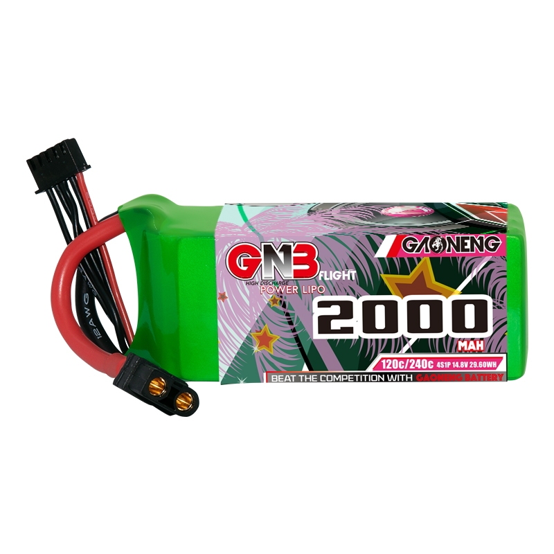 2PCS - GAONENG GNB 4S 14.8V 2000mAh 120C XT60 LiPo Battery