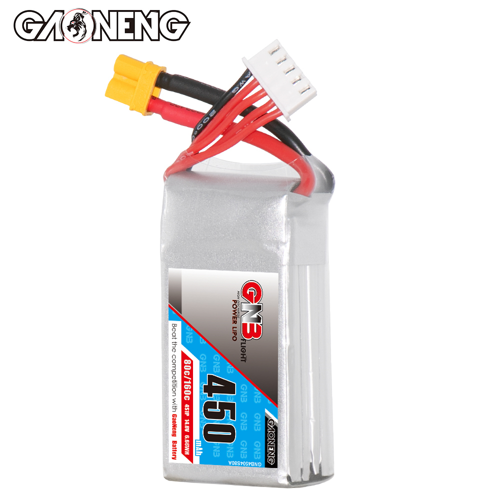 GAONENG GNB 4S 14.8V 450mAh 80C XT30 LiPo Battery Square Type
