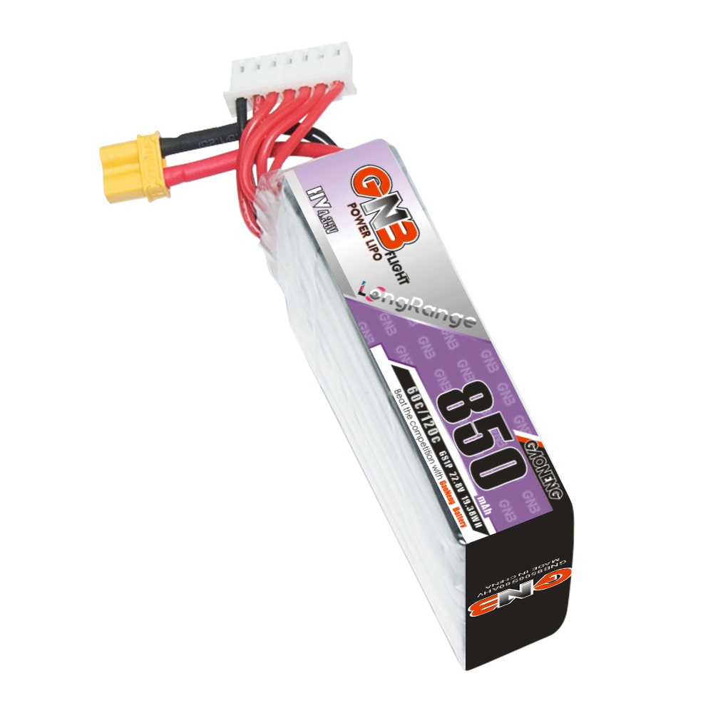 GAONENG GNB LiHV 6S 22.8V 850mAh 60C XT30 LiPo Battery Long Type