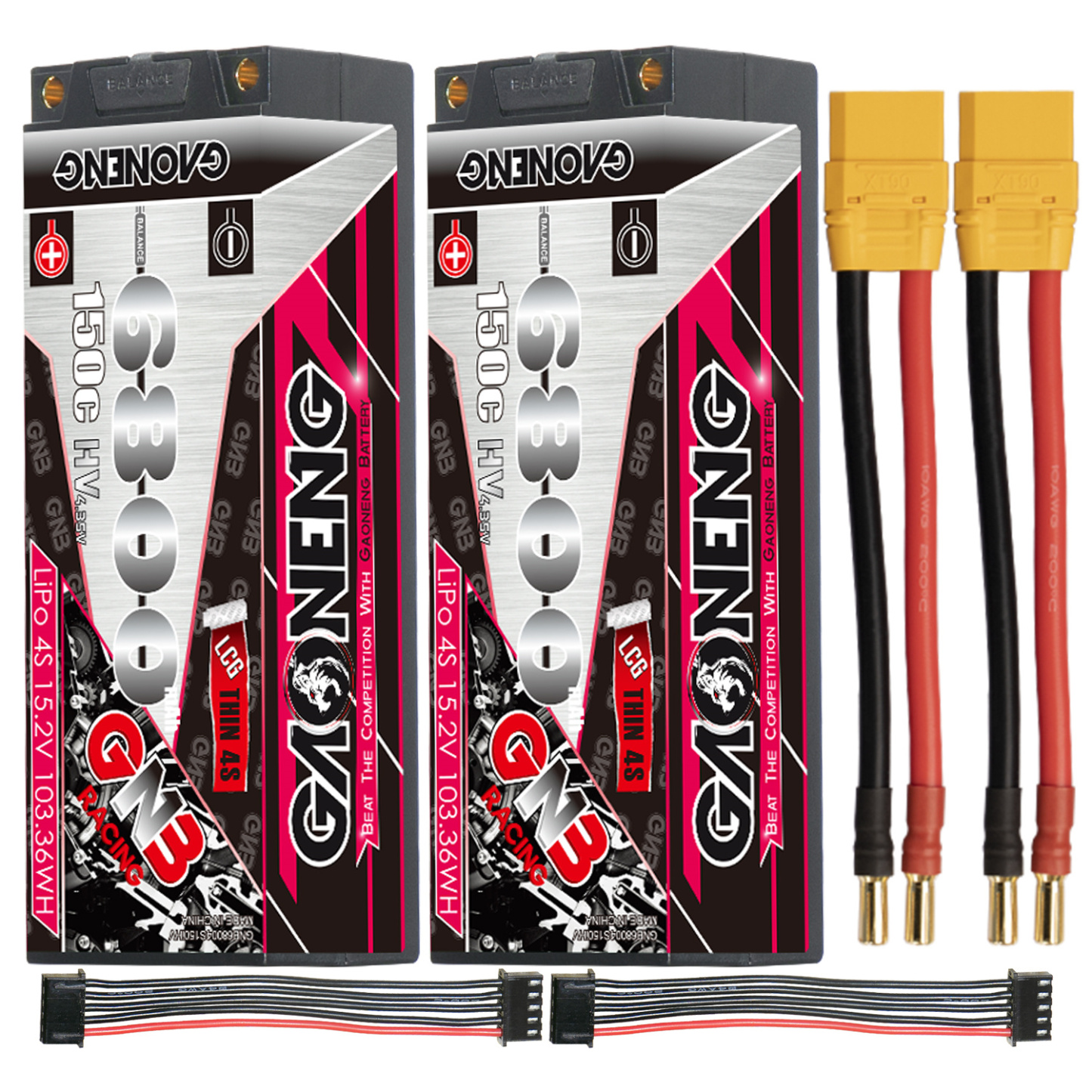 GAONENG GNB LiHV 4S 15.2V 6800mAh 150C 5mm Bullet LCG Thin 4S Hard Case LiPo Battery