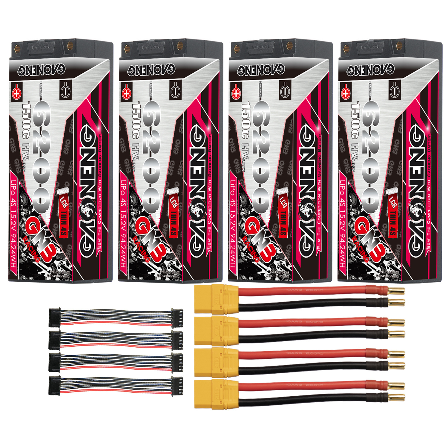 GAONENG GNB LiHV 4S 15.2V 6200mAh 150C 5mm Bullet LCG Thin 4S Hard Case LiPo Battery