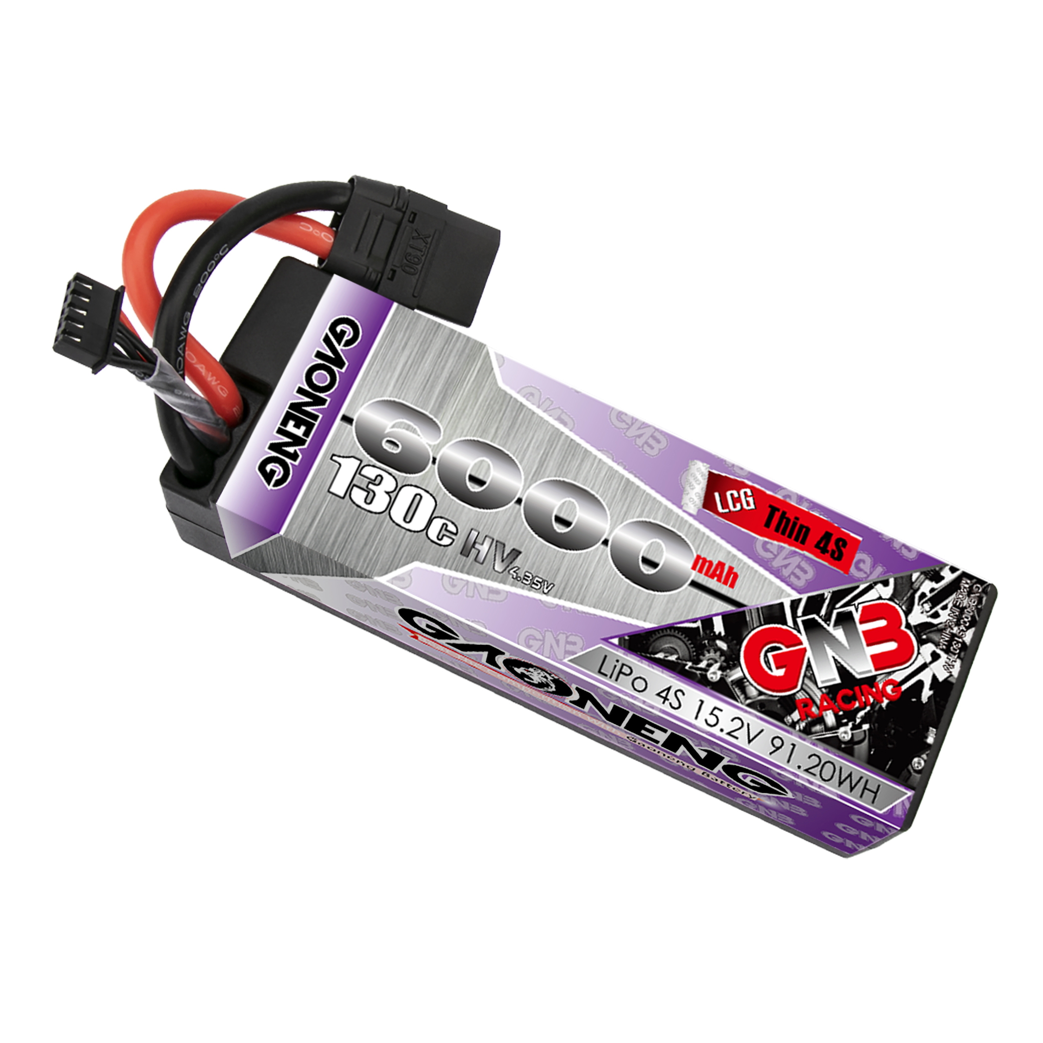 GAONENG GNB LiHV 4S 15.2V 6000mAh 130C LCG Cabled Hard Case LiPo Battery XT90