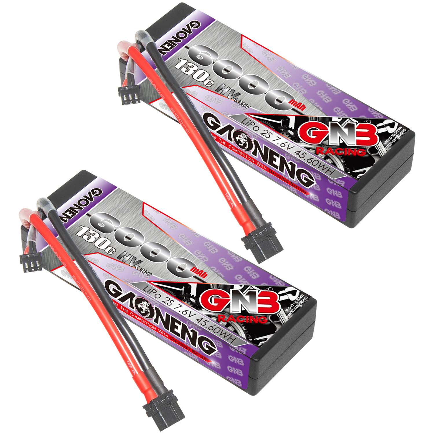 GAONENG GNB LiHV 2S 7.6V 6500mAh 130C Cabled Hard Case LiPo Battery XT60