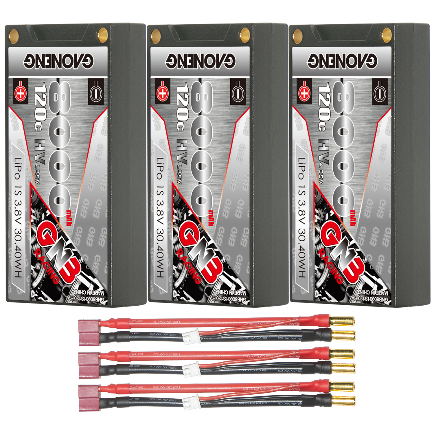 GAONENG GNB LiHV 1S 3.8V 8000mAh 120C 5mm Bullet Hard Case LiPo Battery