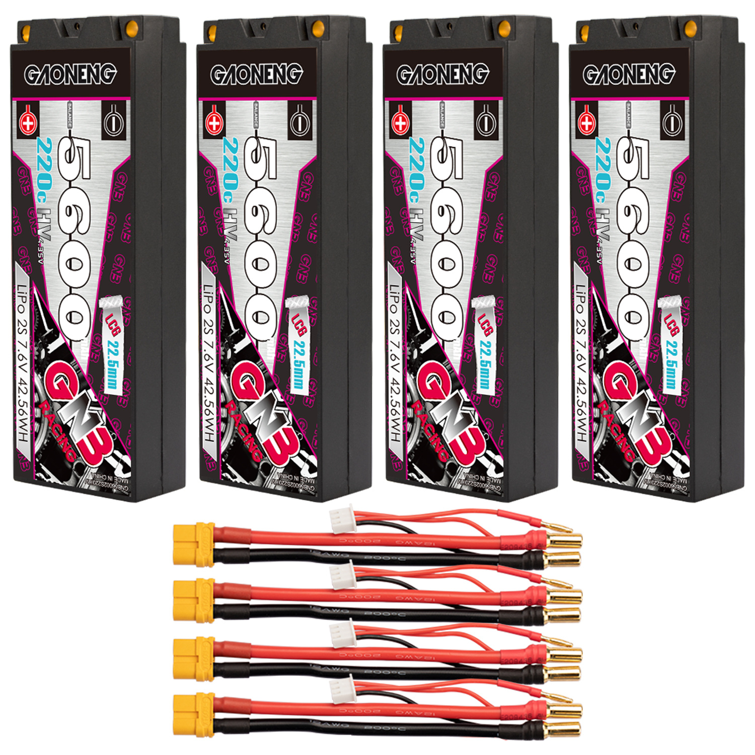 GAONENG GNB LiHV 2S 7.6V 5600mAh 220C Hard Case LCG LiPo Battery