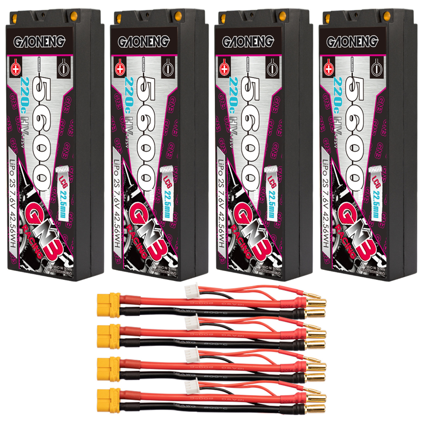 GAONENG GNB LiHV 2S 7.6V 5600mAh 220C Hard Case LCG LiPo Battery