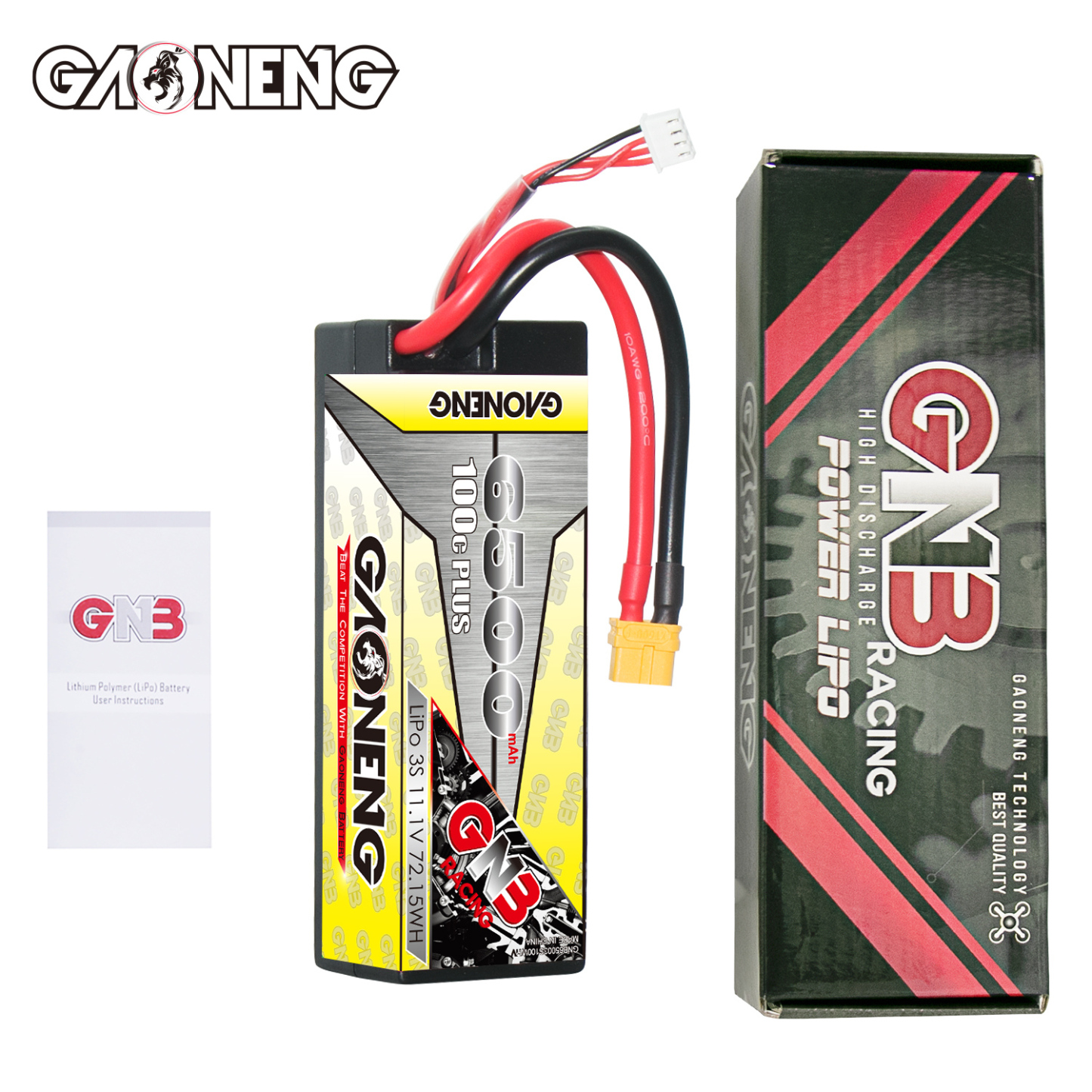 GAONENG GNB 3S 11.1V 6500mAh 100C Cabled Hard Case LiPo Battery XT60