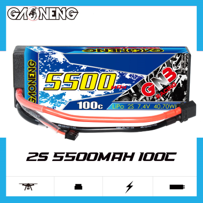 GAONENG GNB 2S 7.4V 5500mAh 100C Cabled Hard Case LiPo Battery XT60