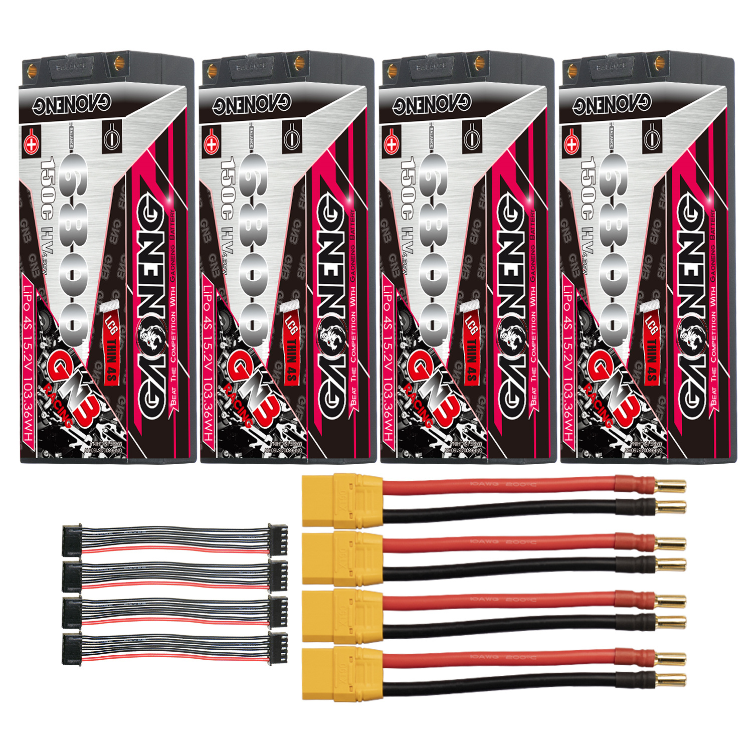 GAONENG GNB LiHV 4S 15.2V 6800mAh 150C 5mm Bullet LCG Thin 4S Hard Case LiPo Battery