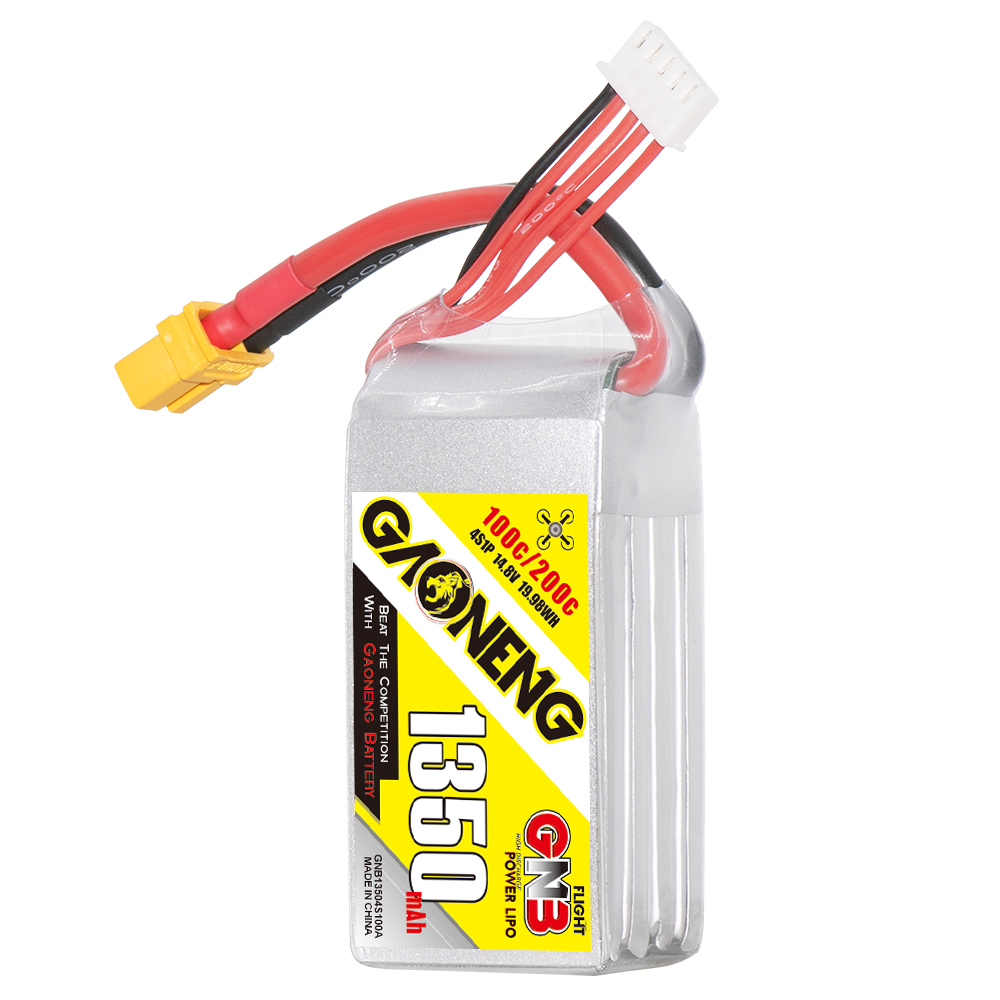 2PCS - GAONENG GNB 4S 14.8V 1350mAh 100C XT60 LiPo Battery