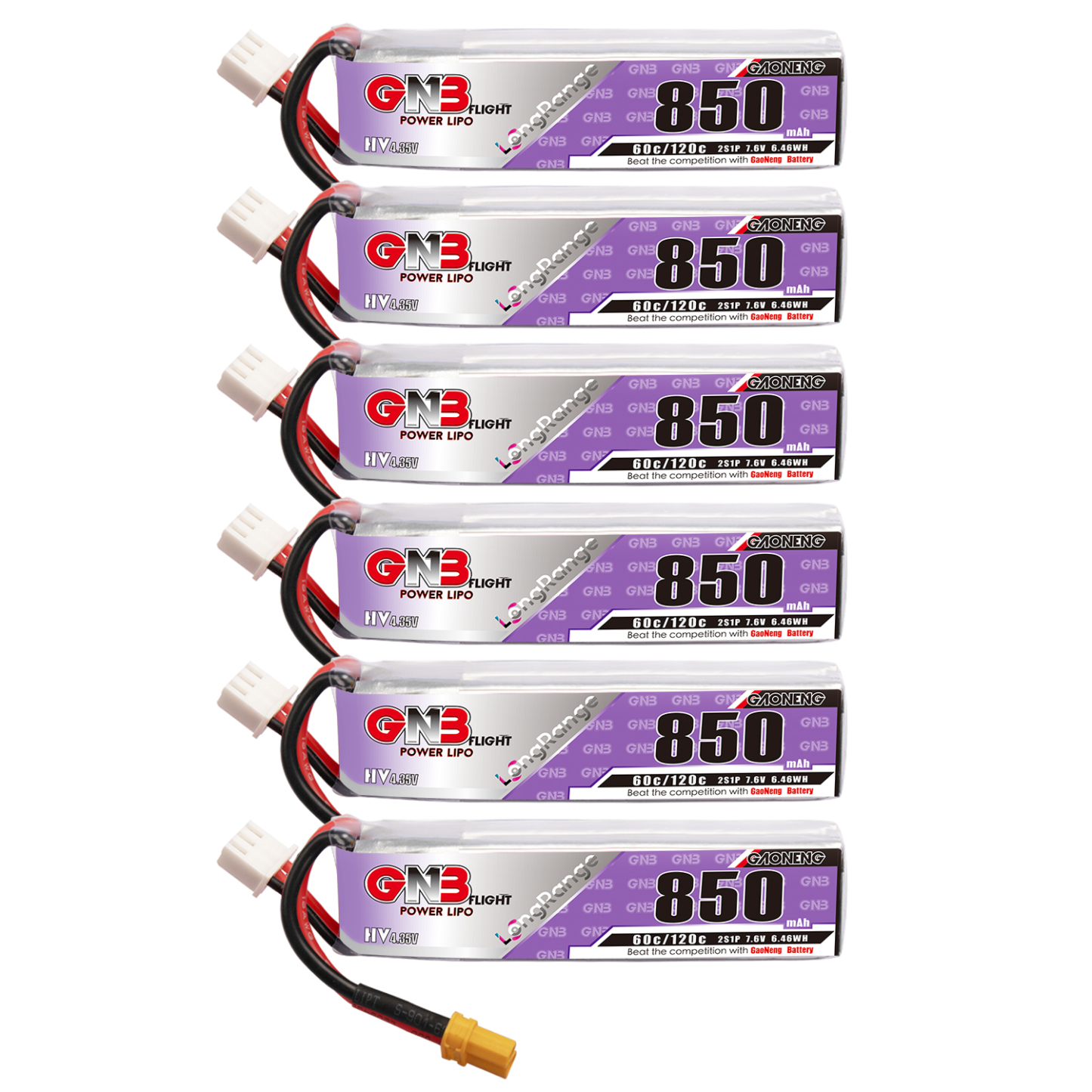 GAONENG GNB LiHV 2S 7.6V 850mAh 60C XT30 LiPo Battery Long Range