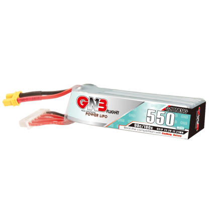 2PCS - GAONENG GNB 6S 22.2V 550mAh 90C XT30 LiPo Battery Long Type