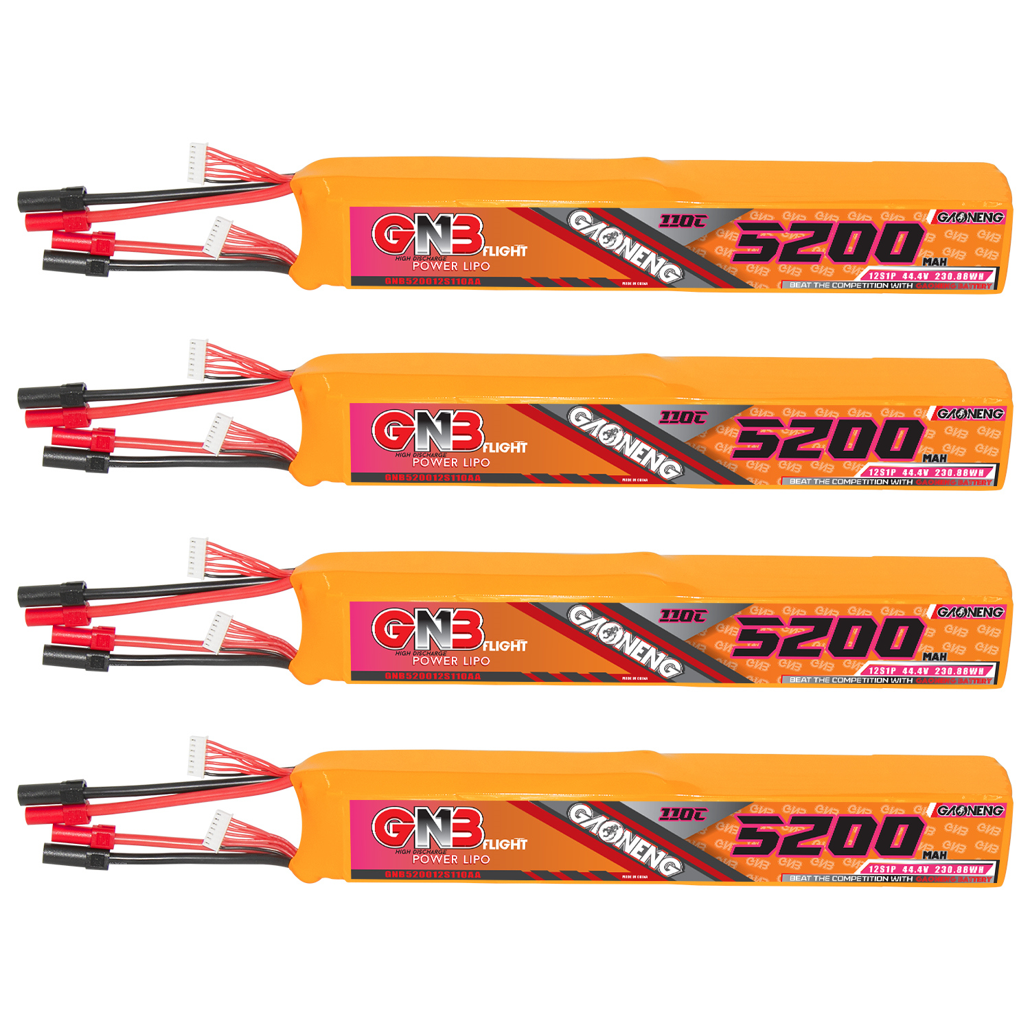 GAONENG GNB 12S 44.4V 5200mAh 110C LiPo Battery XT150