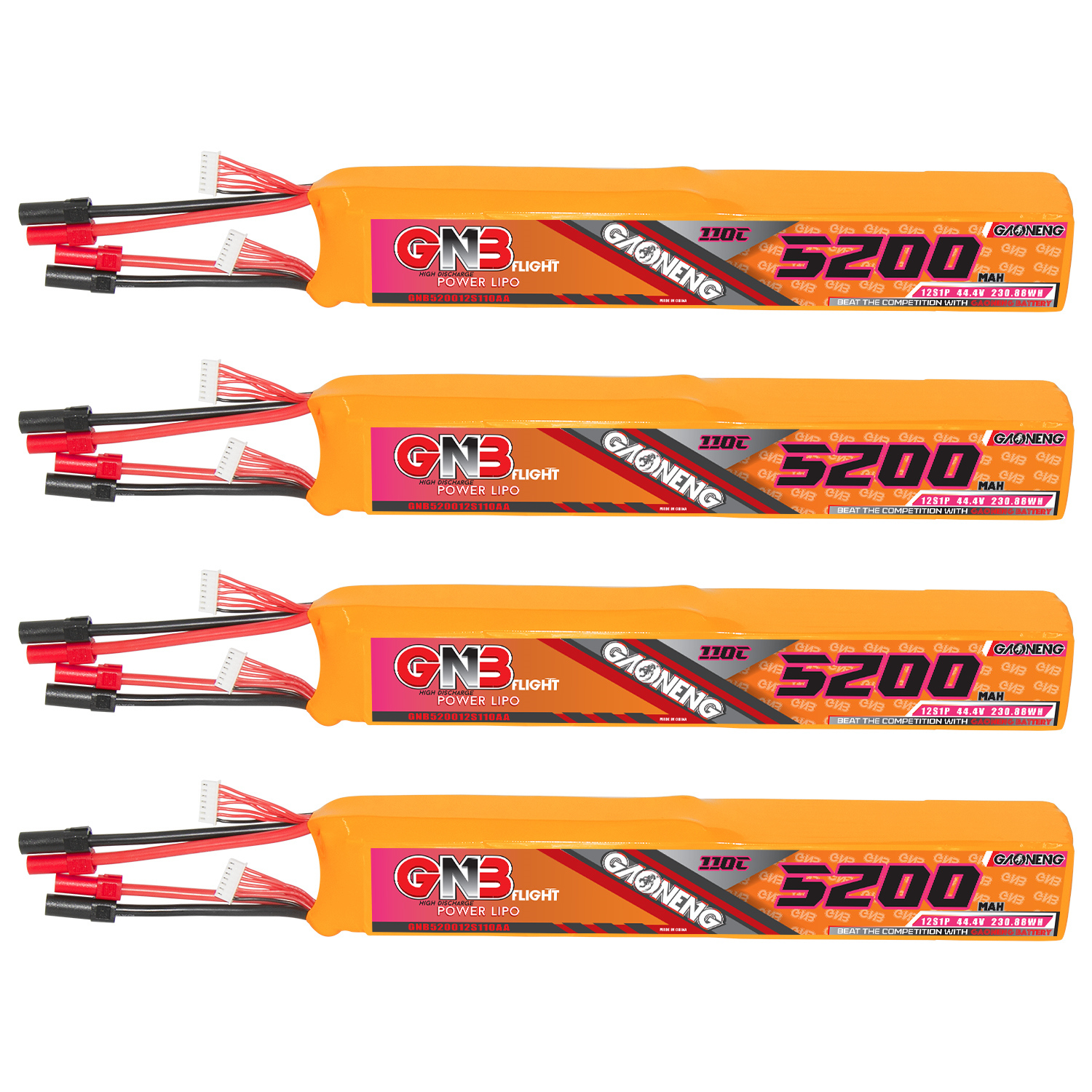 GAONENG GNB 12S 44.4V 5200mAh 110C LiPo Battery XT150