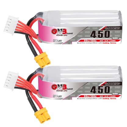 2PCS - GAONENG GNB LiHV 4S 15.2V 450mAh 80C XT30 LiPo Battery Long Type
