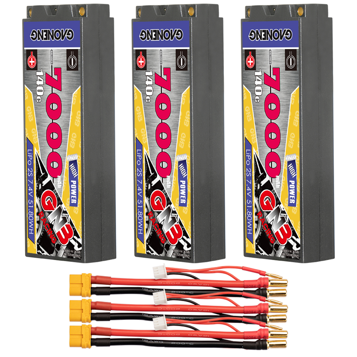 GAONENG GNB 2S 7.4V 7000mAh 140C 5mm Bullet Hard Case LiPo Battery