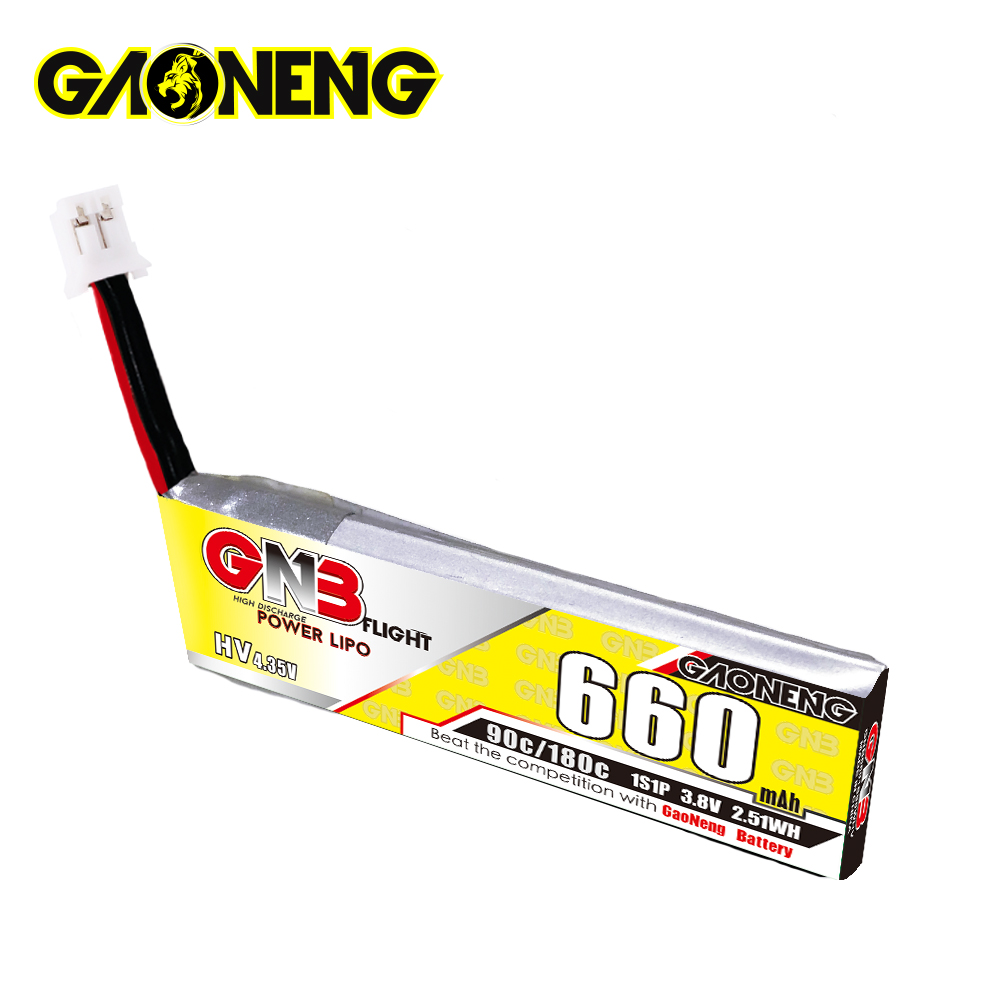 4PCS - GAONENG GNB LiHV 1S 3.8V 660mAh 90C PH2.0 Cabled LiPo Battery