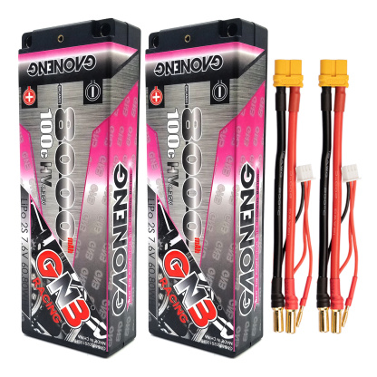 GAONENG GNB LiHV 2S 7.6V 8000mAh 100C 5mm Bullet Hard Case LiPo Battery