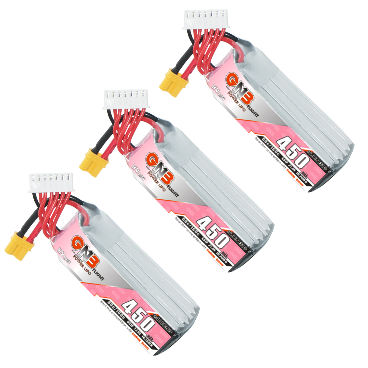 GAONENG GNB LiHV 6S 22.8V 450mAh 80C XT30 LiPo Battery Long Type