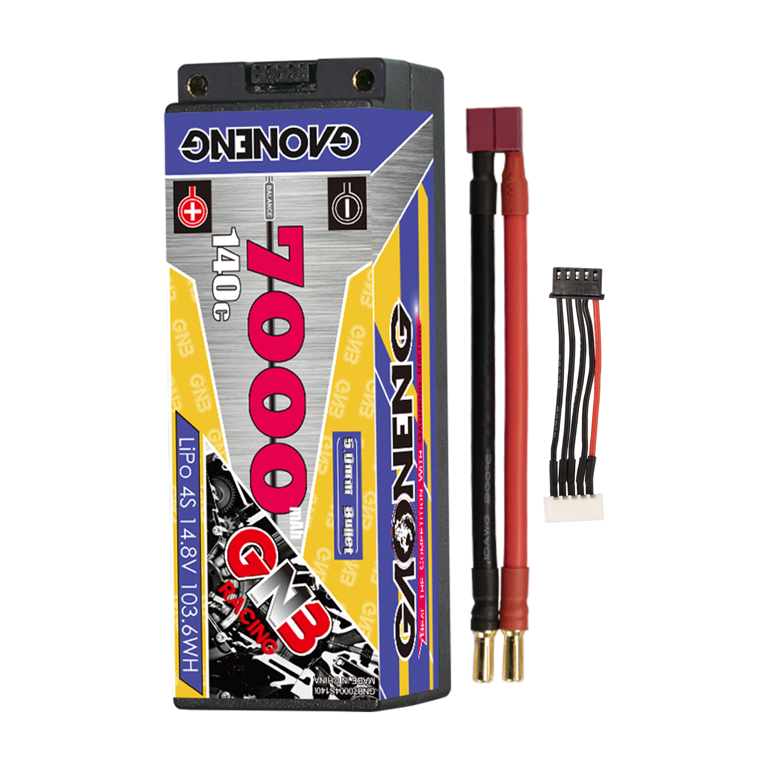 GAONENG GNB 4S 14.8V 7000mAh 140C 5mm Bullet Hard Case LiPo Battery