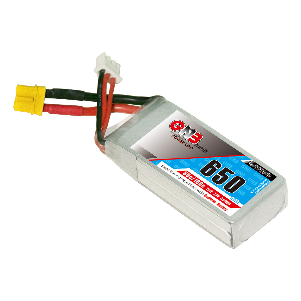 4PCS - GAONENG GNB 2S 7.4V 650mAh 80C XT30 LiPo Battery