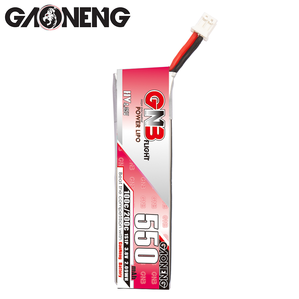 4PCS - GAONENG GNB LiHV 1S 3.8V 550mAh 100C PH2.0 Cabled LiPo Battery