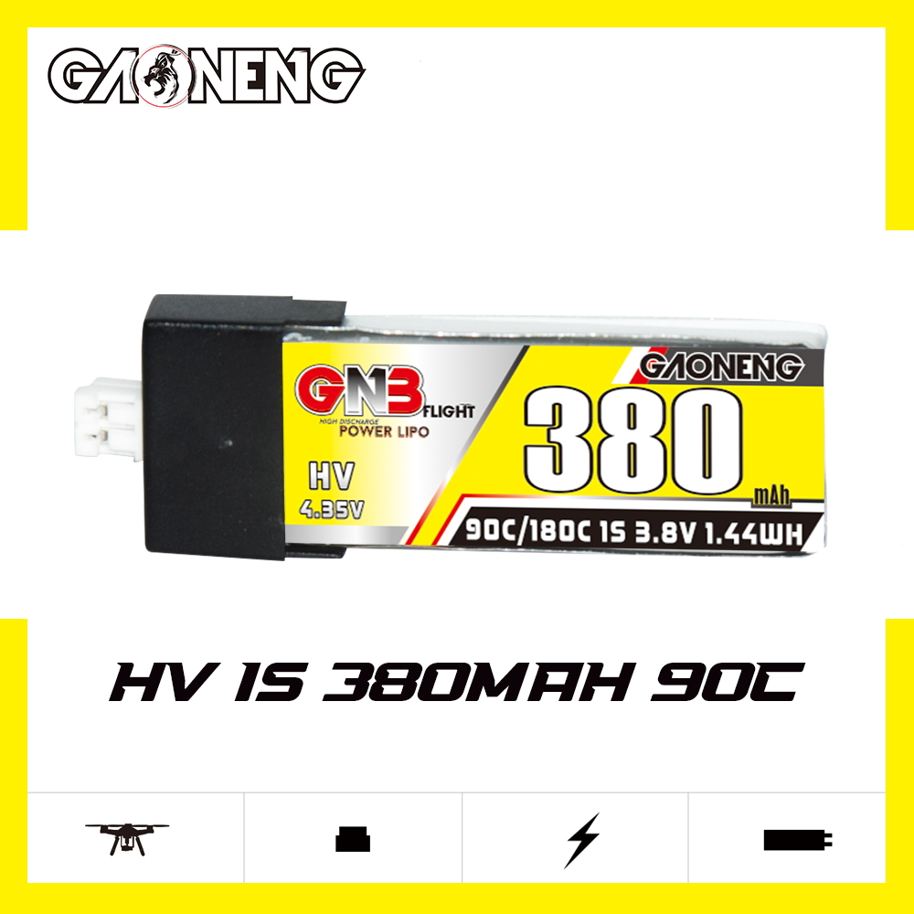 GAONENG GNB LiHV 1S 3.8V 380mAh 90C PH2.0 Plastic Head LiPo Battery