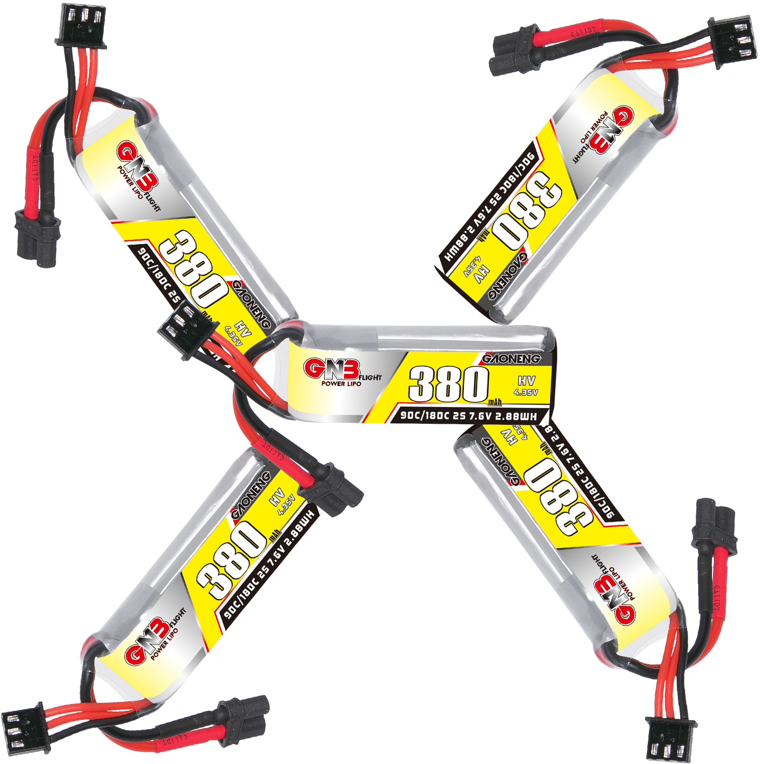 GAONENG GNB LiHV 2S 7.6V 380mAh 90C XT30 LiPo Battery