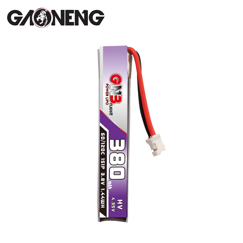 4PCS - GAONENG GNB LiHV 1S 3.8V 380mAh 60C PH2.0 Cabled LiPo Battery