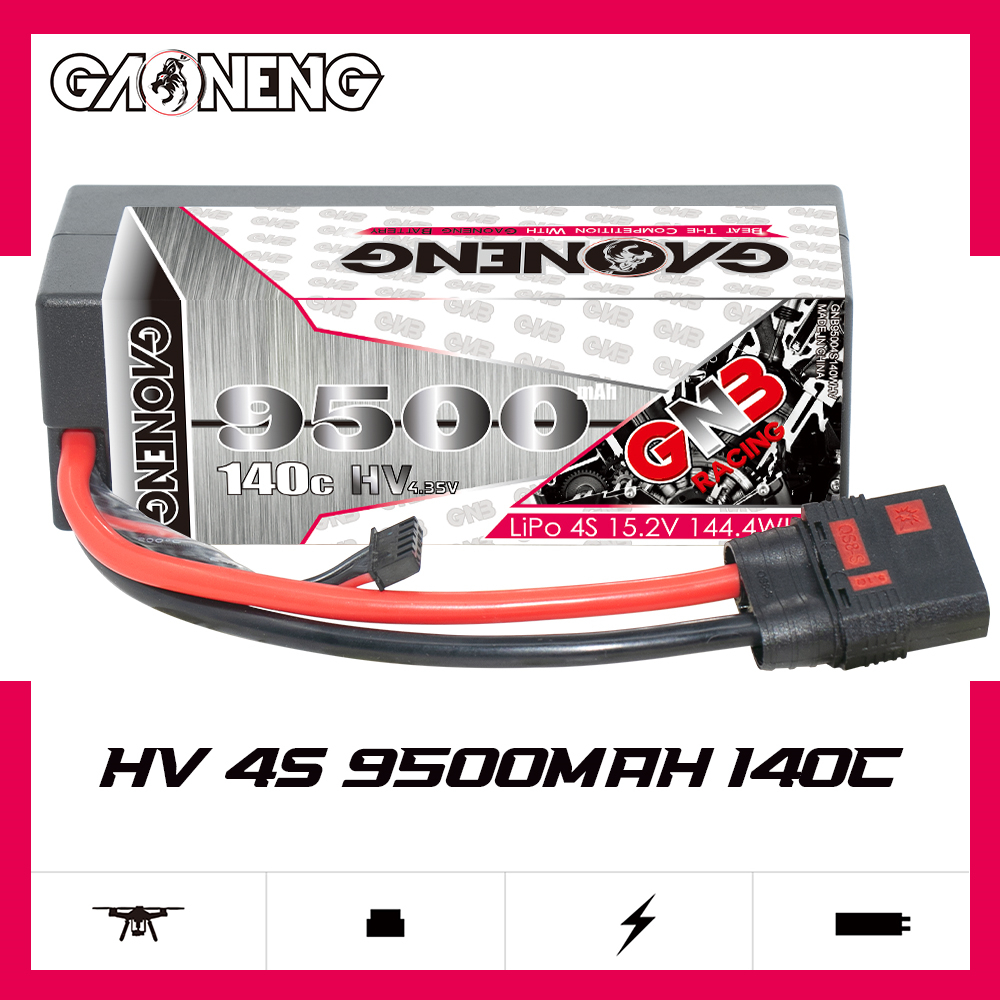 GAONENG GNB LiHV 4S 15.2V 9500mAh 140C Cabled Hard Case LiPo Battery QS8 Connector