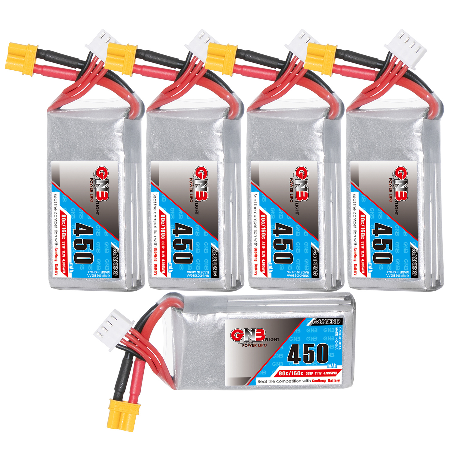 GAONENG GNB 3S 11.1V 450mAh 80C XT30 LiPo Battery
