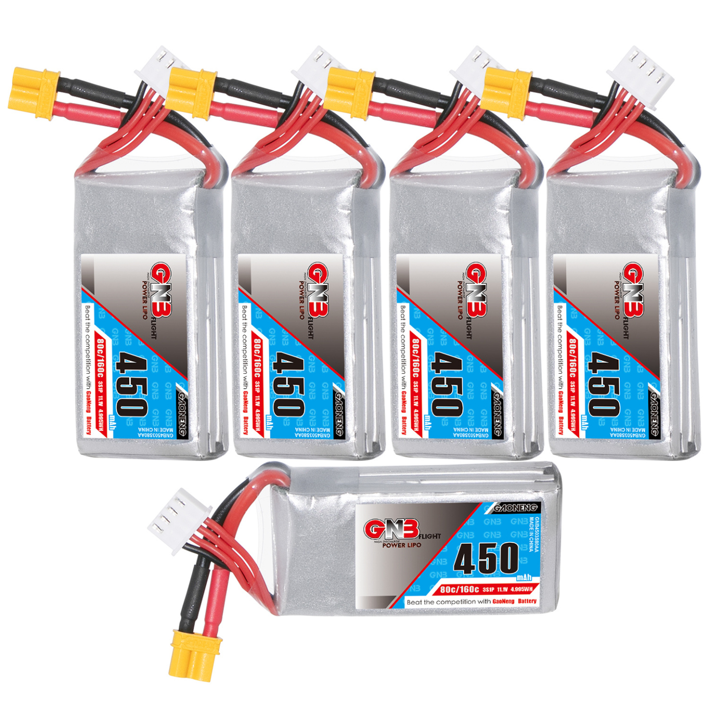 GAONENG GNB 3S 11.1V 450mAh 80C XT30 LiPo Battery