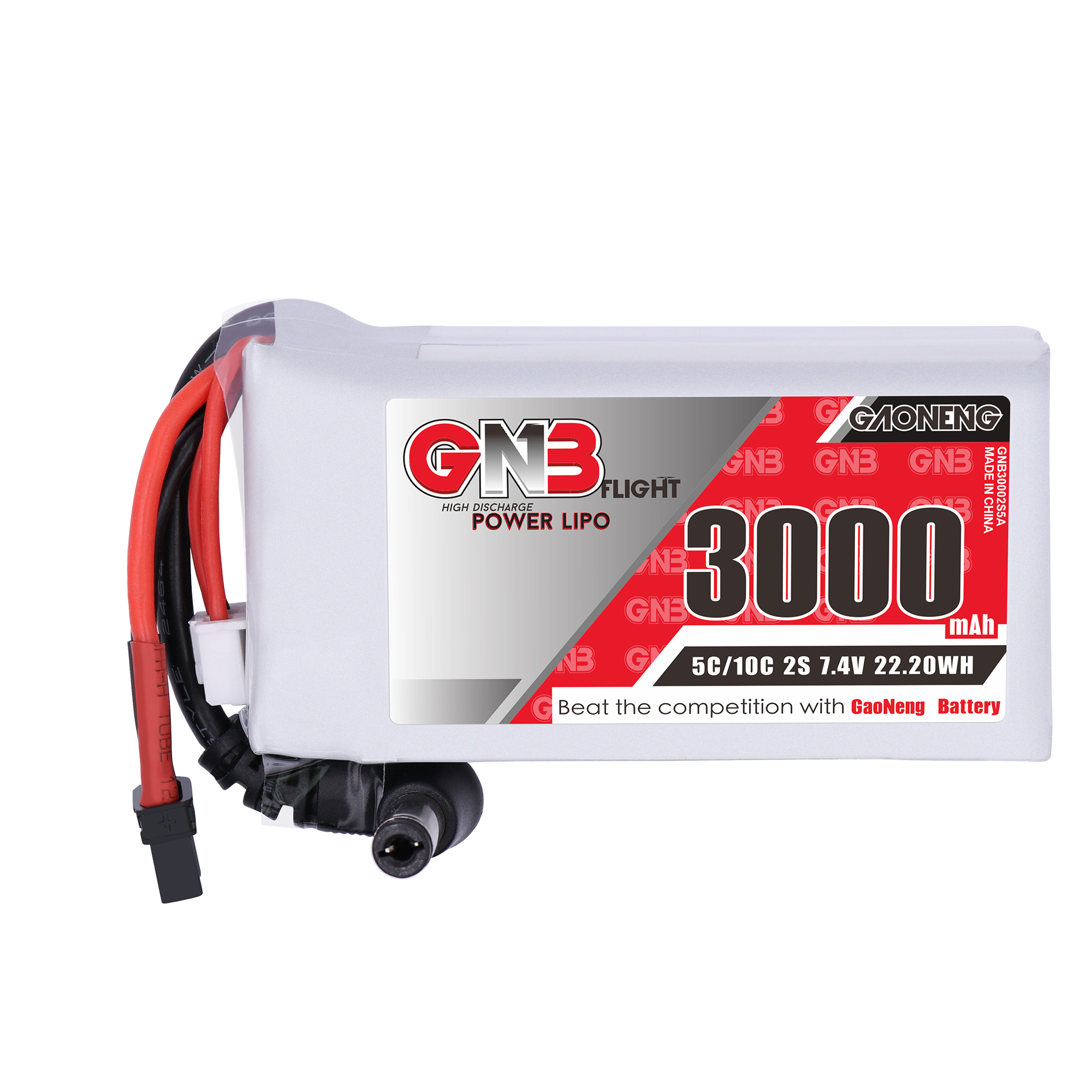 2PCS - GAONENG GNB 2S 7.4V 3000mAh 5C LiPo Battery DC5.5 XT30
