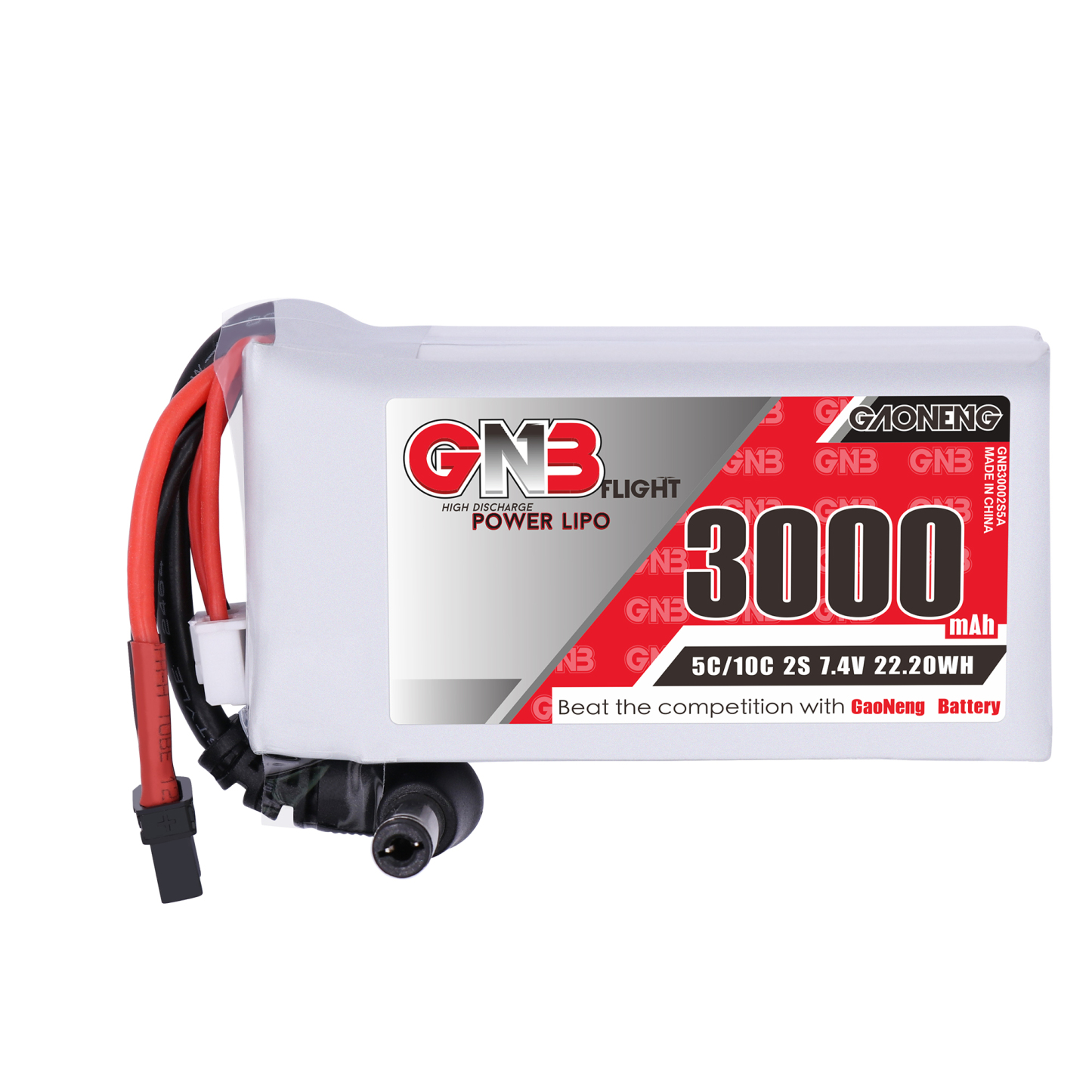 2PCS - GAONENG GNB 2S 7.4V 3000mAh 5C LiPo Battery DC5.5 XT30