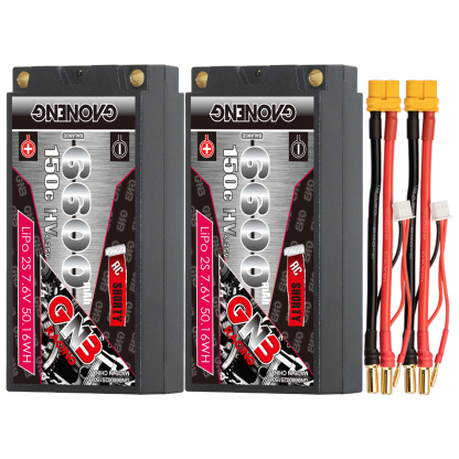 GAONENG GNB LiHV 2S 7.6V 6600mAh 150C Shorty Pack 5mm Bullet Hard Case LiPo Battery