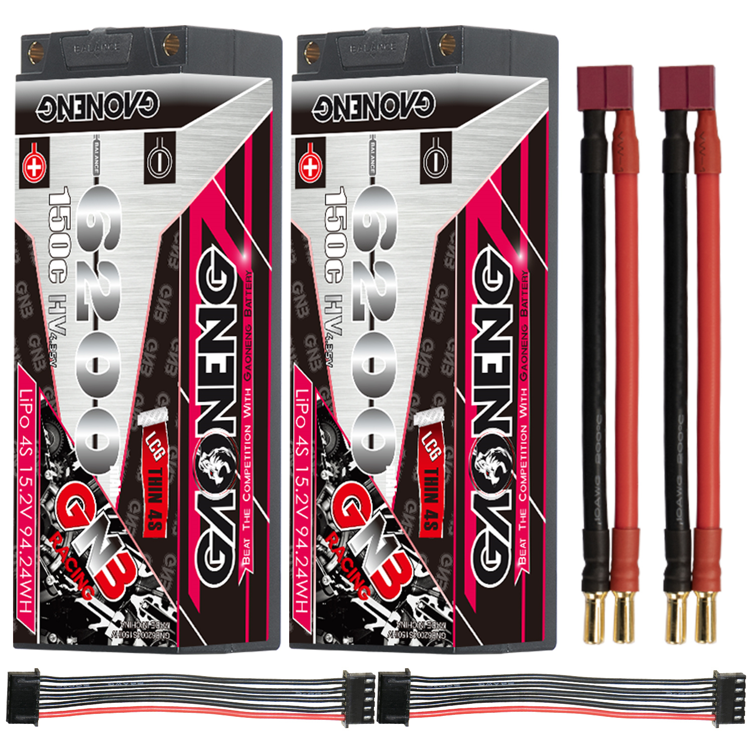 GAONENG GNB LiHV 4S 15.2V 6200mAh 150C 5mm Bullet LCG Thin 4S Hard Case LiPo Battery