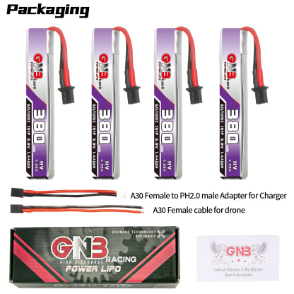 GAONENG GNB LiHV 1S 3.8V 380mAh 60C A30 Cabled LiPo Battery