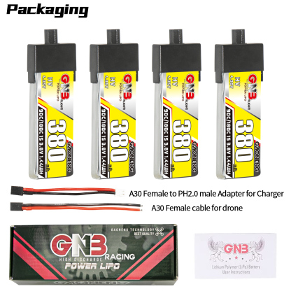 GAONENG GNB LiHV 1S 3.8V 380mAh 90C A30 Plastic Head LiPo Battery