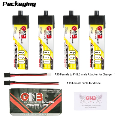 GAONENG GNB LiHV 1S 3.8V 660mAh 90C A30 Plastic Head LiPo Battery