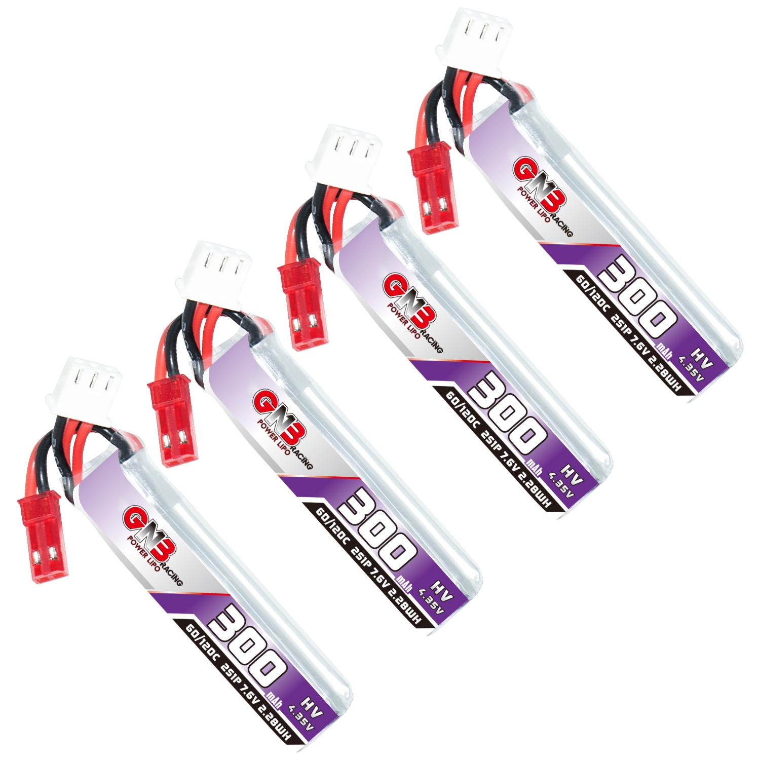 GAONENG GNB LiHV 2S 7.6V 300mAh 60C JST LiPo Battery Quads FPV Drone