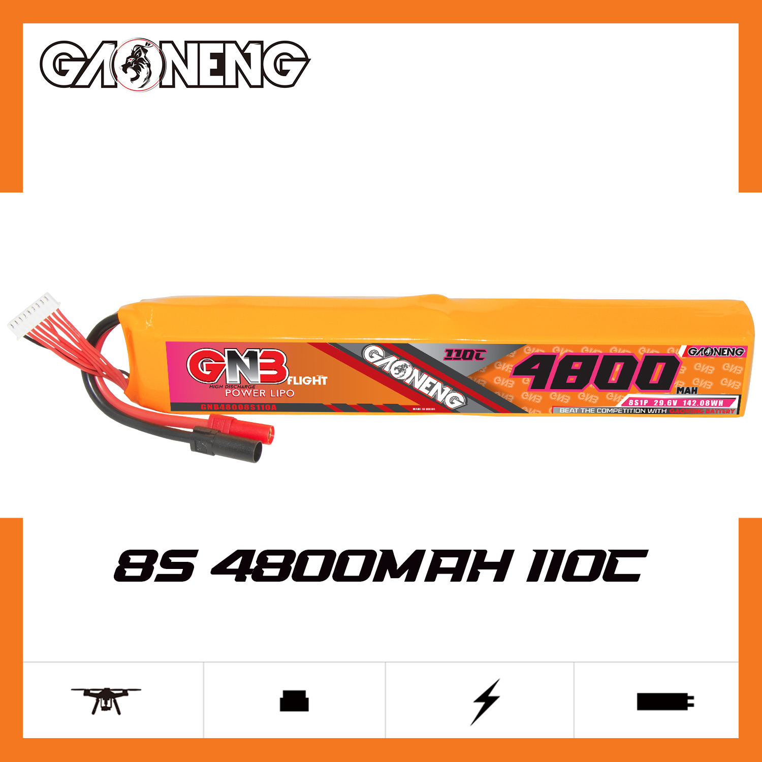 GAONENG GNB 8S 29.6V 4800mAh 110C LiPo Battery XT150