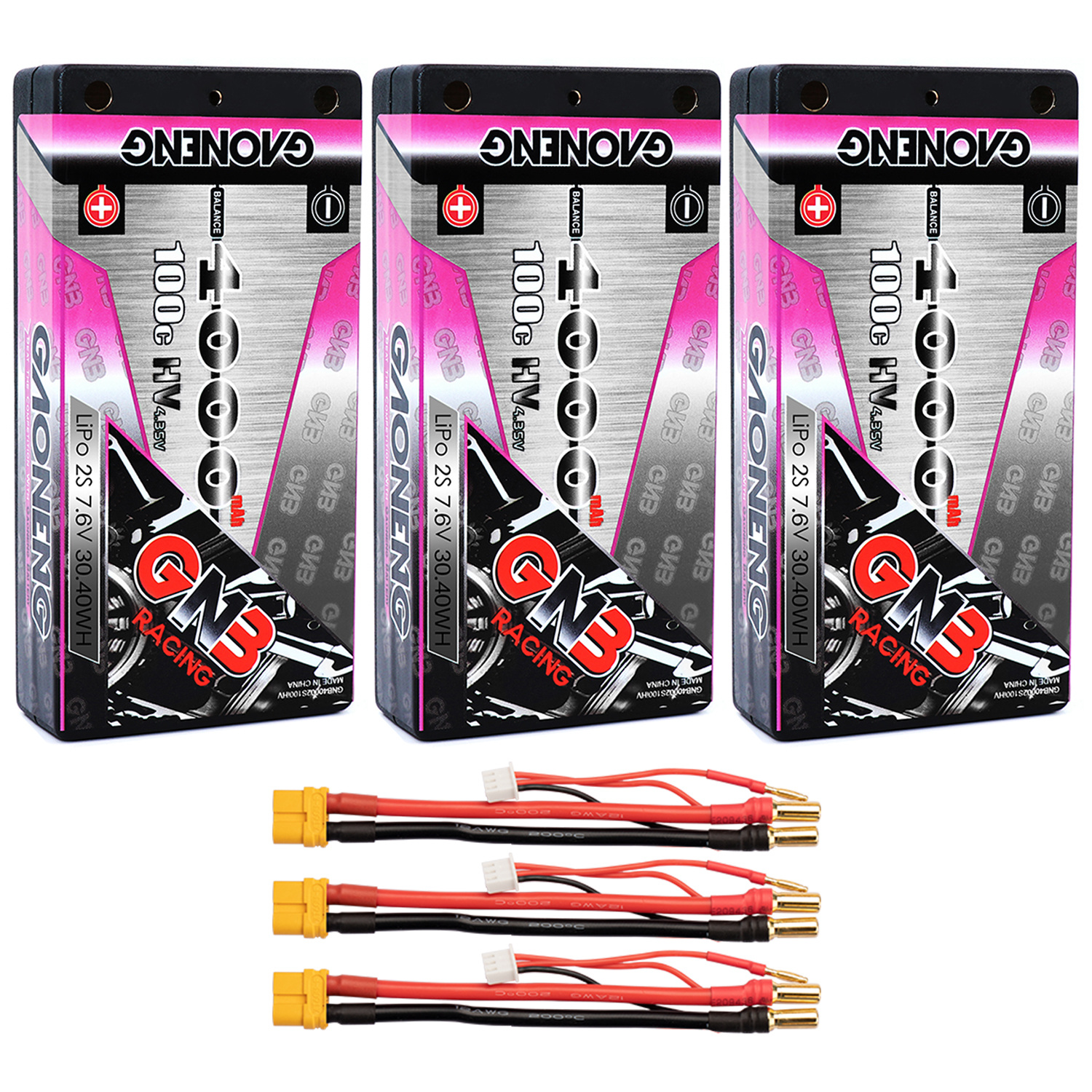 GAONENG GNB 2S 7.6V 4000mAh 100C LCG Shorty 4mm Bullet Hard Case LiPo Battery