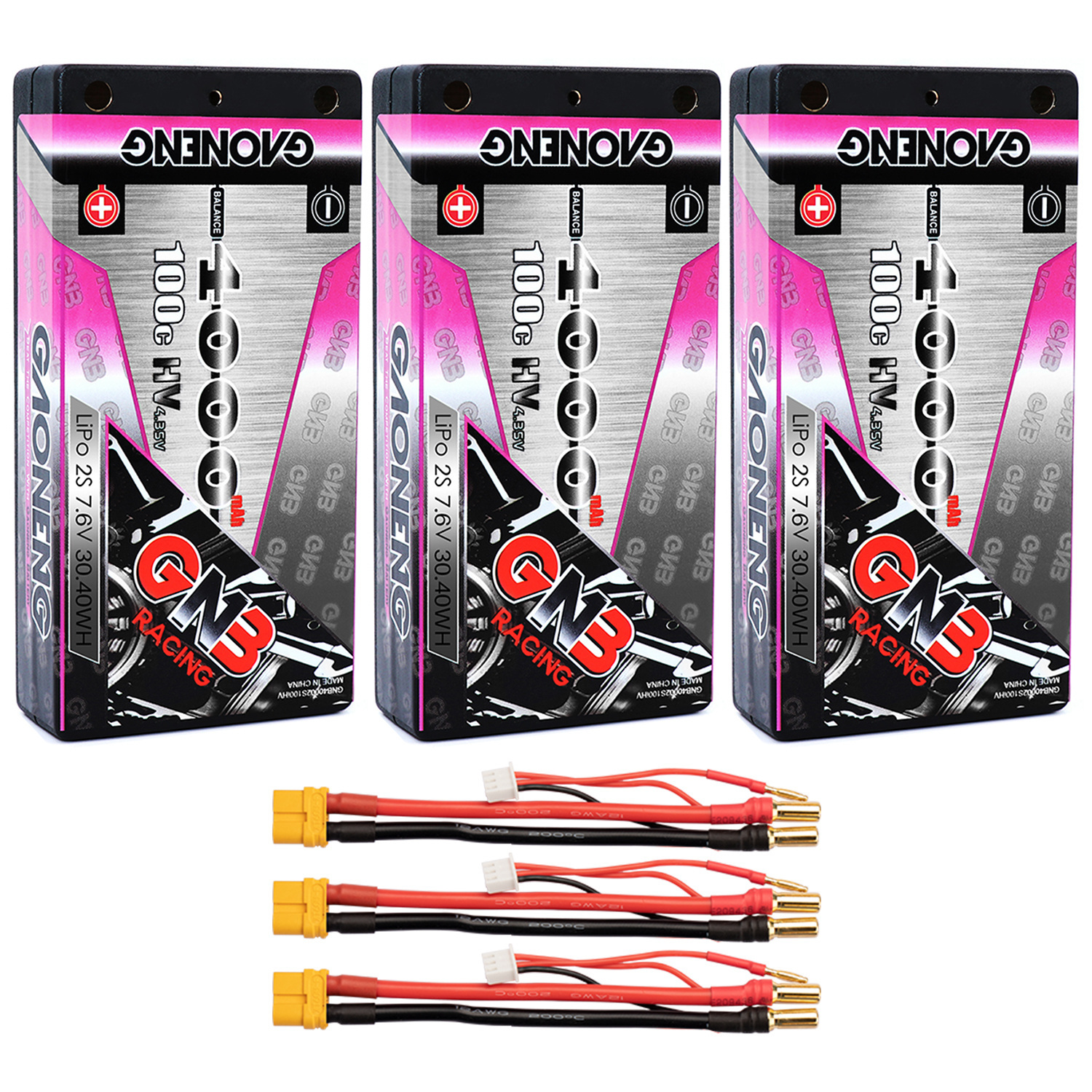 GAONENG GNB 2S 7.6V 4000mAh 100C LCG Shorty 4mm Bullet Hard Case LiPo Battery