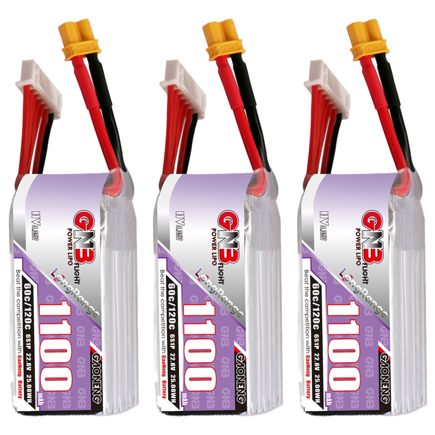 GAONENG GNB LiHV 6S 22.8V 1100mAh 60C XT30 LiPo Battery LongRange