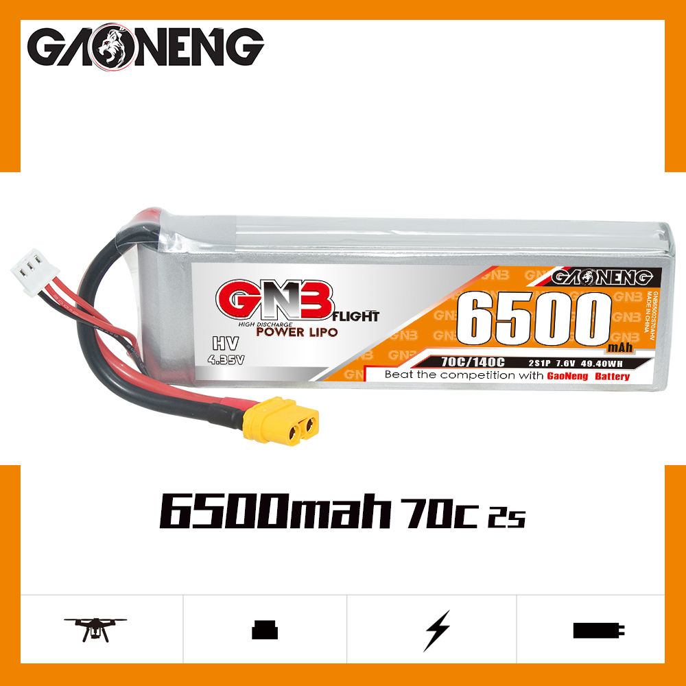 GAONENG GNB HV 2S 7.6V 6500mAh 70C LiPo Battery XT60