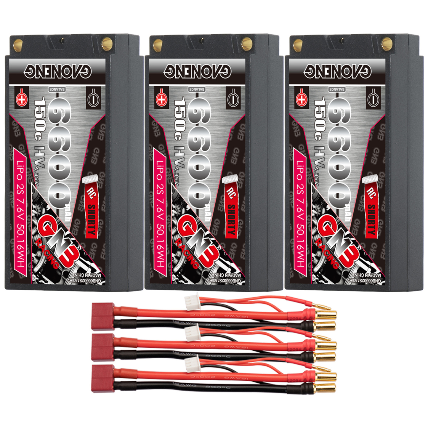 GAONENG GNB LiHV 2S 7.6V 6600mAh 150C Shorty Pack 5mm Bullet Hard Case LiPo Battery
