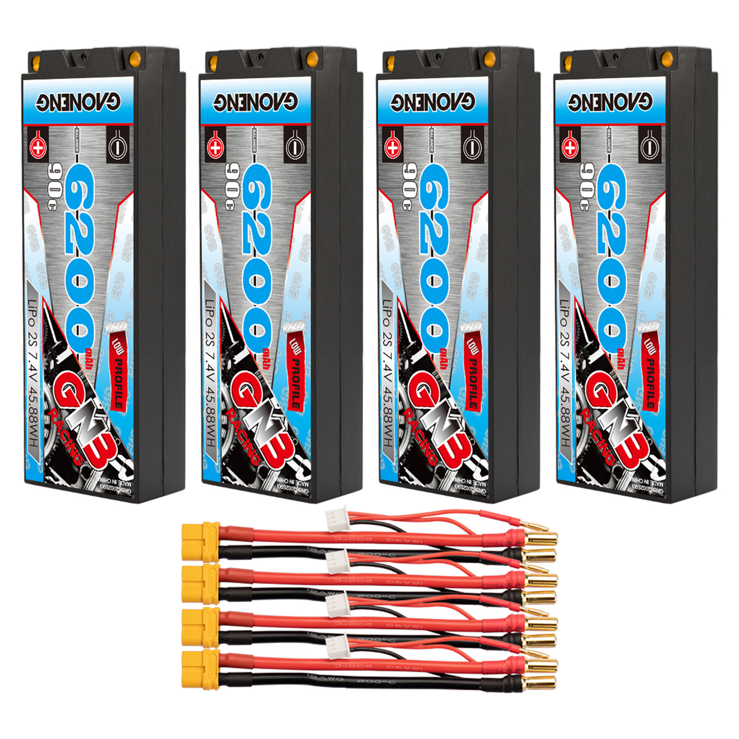 GAONENG GNB 2S 7.4V 6200mAh 90C 5mm Bullet Hard Case LiPo Battery