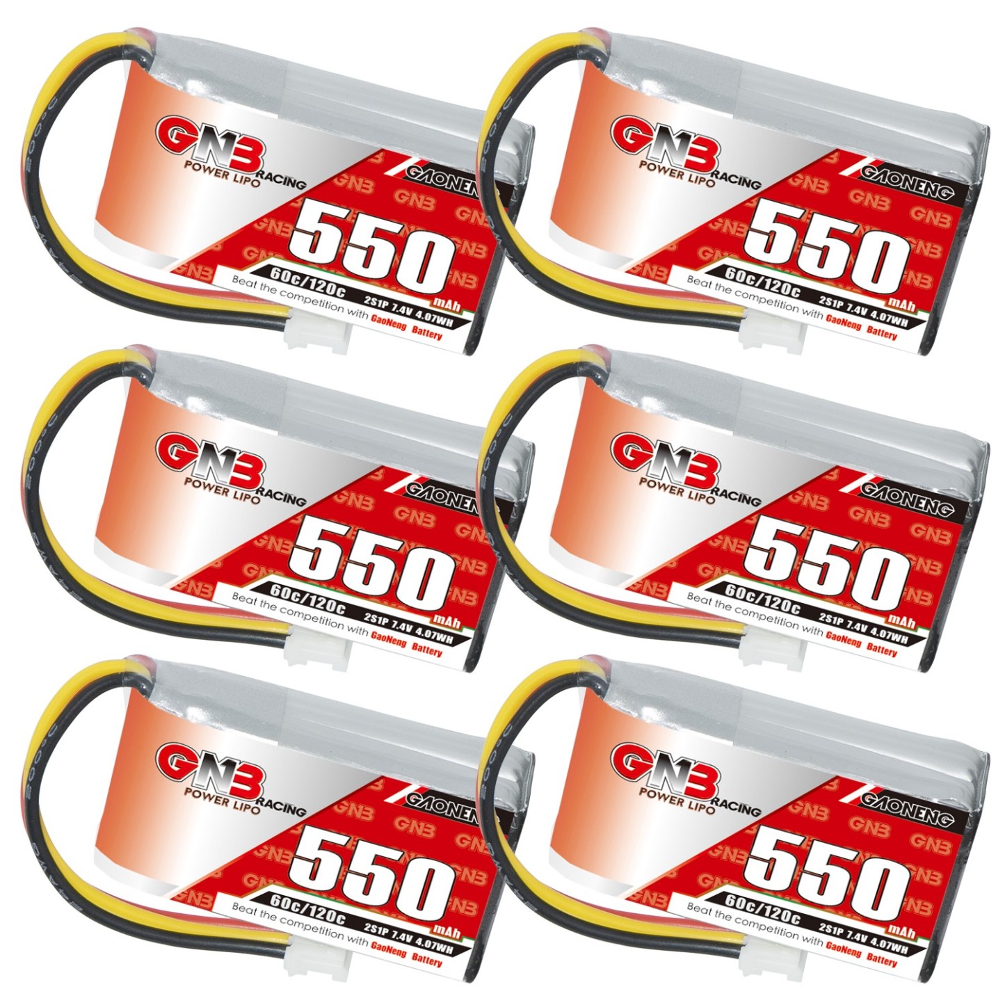 GAONENG GNB 2S 7.4V 550mAh 60C LiPo Battery PH2.0 3Pin Connector